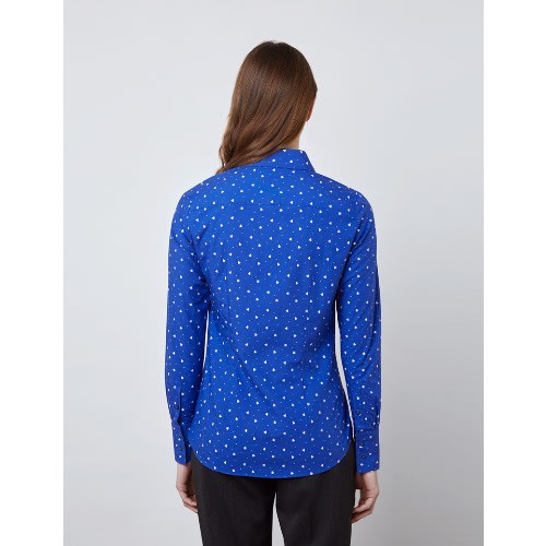 Women's Dobby Hearts Fitted Shirt - Navy & White