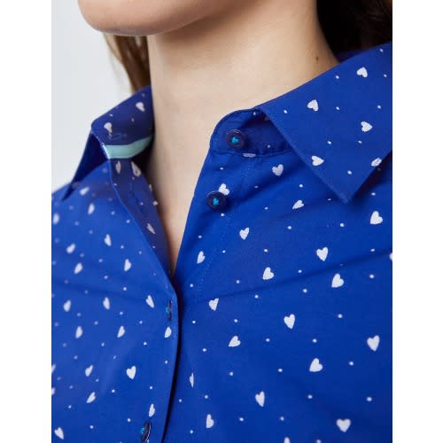 Women's Dobby Hearts Fitted Shirt - Navy & White