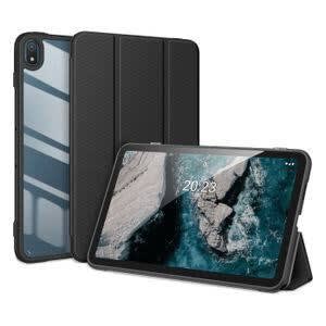 Shockproof Leather Flip Cover For Nokia T20 - Black