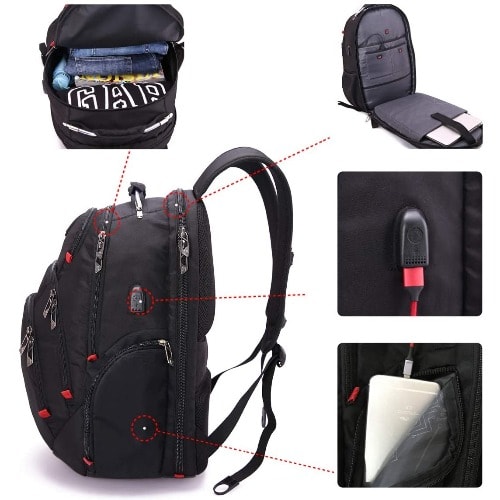 Travel Laptop Backpack With USB Port - 15.6