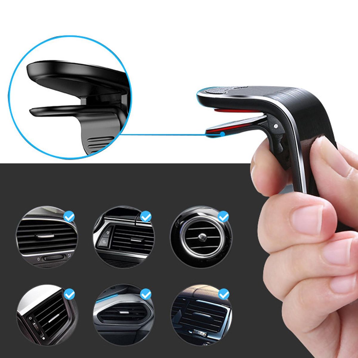 Sturdy Car Cell Phone Holder  Air Vent Clip Mount