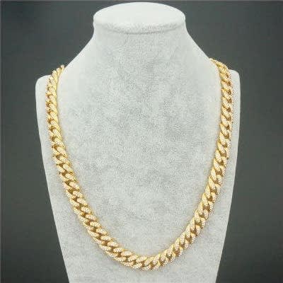 Ice Cuban Gold Plated Chain Necklace