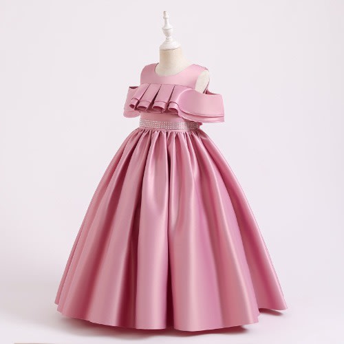 Big Girl Off Shoulder Frills Gown - Pink