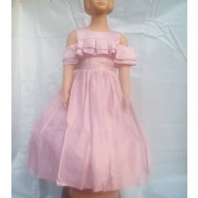 Big Girl Off Shoulder Frills Gown - Pink