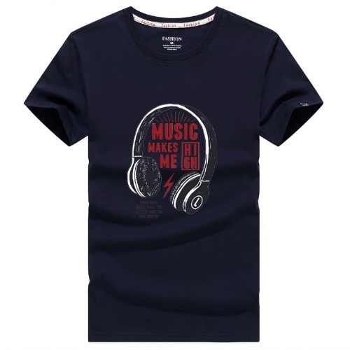 Music Print T-shirt- Blue