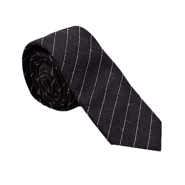 Slim Tie With Pocket Square - Black