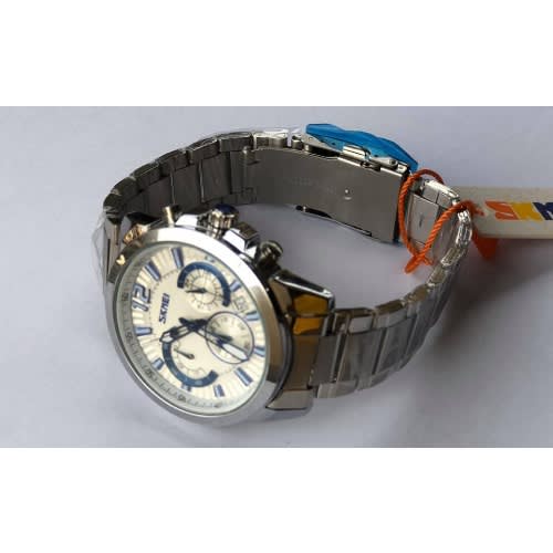 Multi Function Racing Men's Stainless Strap Silver Wrist Watch