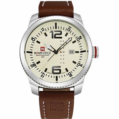 Men's Leather Wrist Watch - Brown With Box