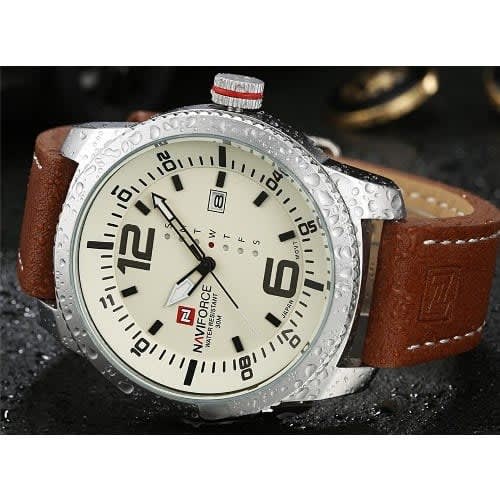 Men's Leather Wrist Watch - Brown With Box
