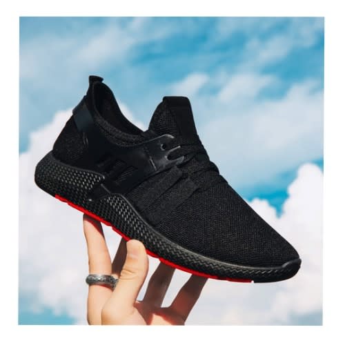 Unisex Lace-up Casual Sneakers - Black.