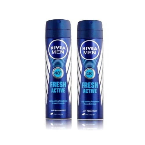 48hrs Antiperspirant Body Spray For Men - Fresh Active - 150ml X2