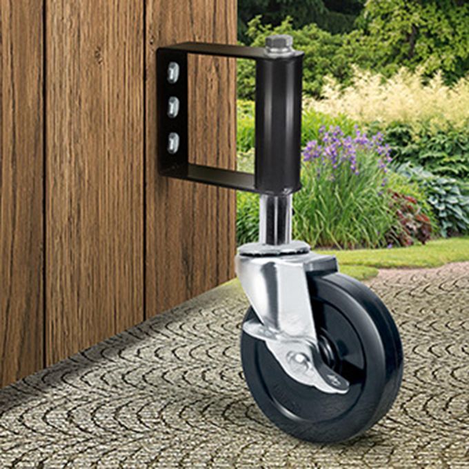 Spring Loaded Swivel Fence Gate Caster With Brake Heavy Duty Rubber