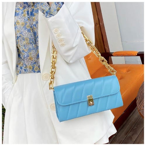 Ladies Leather Hand Bag- Blue