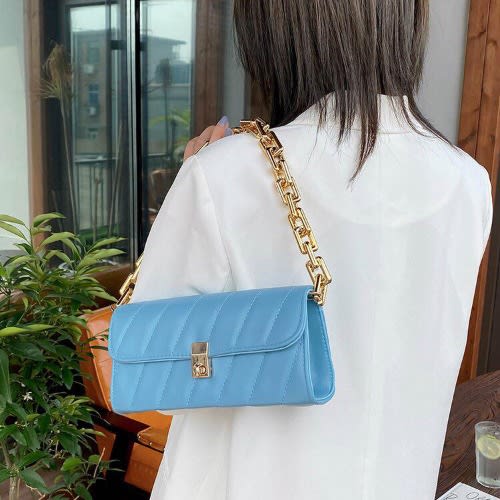 Ladies Leather Hand Bag- Blue