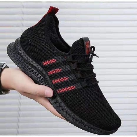 Men And Women Trendy Sports Sneakers - Black Red