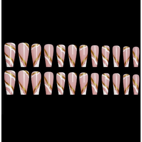 Ballet Coffin Full Cover Long Press-on Nail Tips - Sm14210417 - 24 Pieces