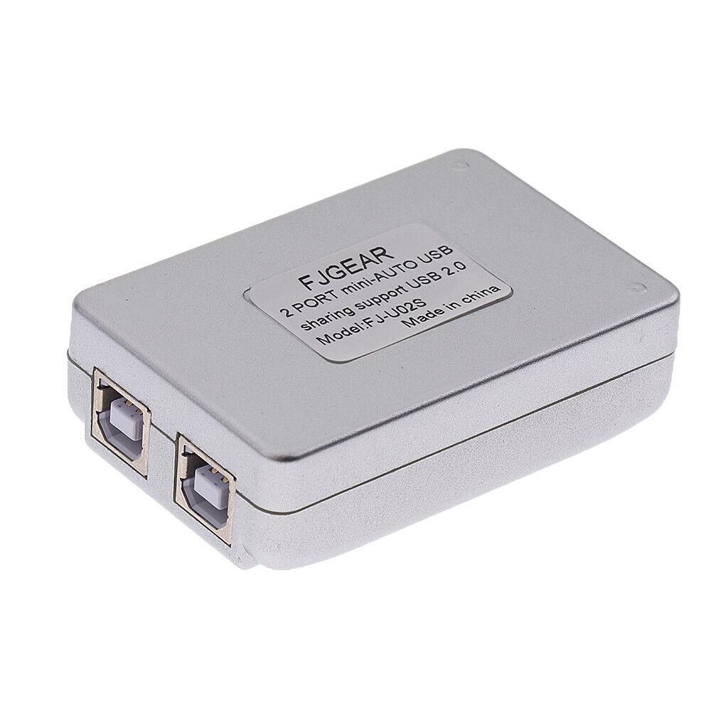 FJGEAR USB 2.0 Auto Sharing Switch 2 Port HUB Adapter Switcher for 2 PC Printer USB Switch Devices Support Windows