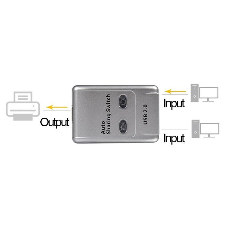 FJGEAR USB 2.0 Auto Sharing Switch 2 Port HUB Adapter Switcher for 2 PC Printer USB Switch Devices Support Windows