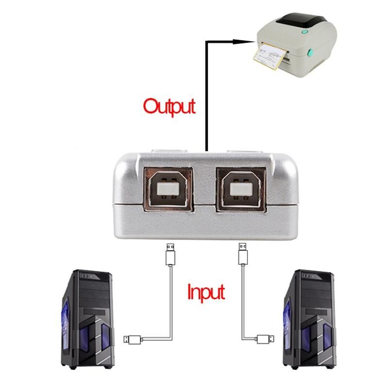 FJGEAR USB 2.0 Auto Sharing Switch 2 Port HUB Adapter Switcher for 2 PC Printer USB Switch Devices Support Windows