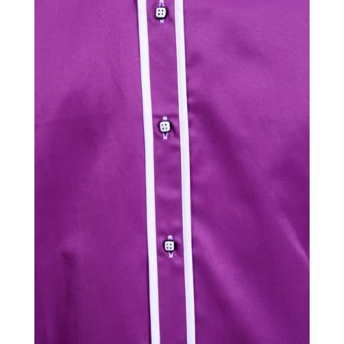 Men's High Collar Tailored Shirt - Purple & White - Msht-4151