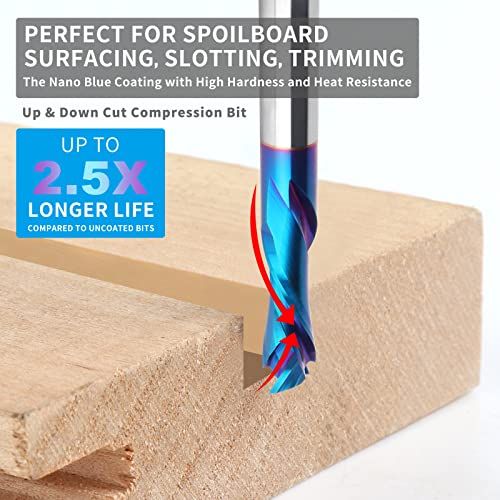 EANOSIC Spiral Router Bits Up Down Compression Bit 12 Inch C