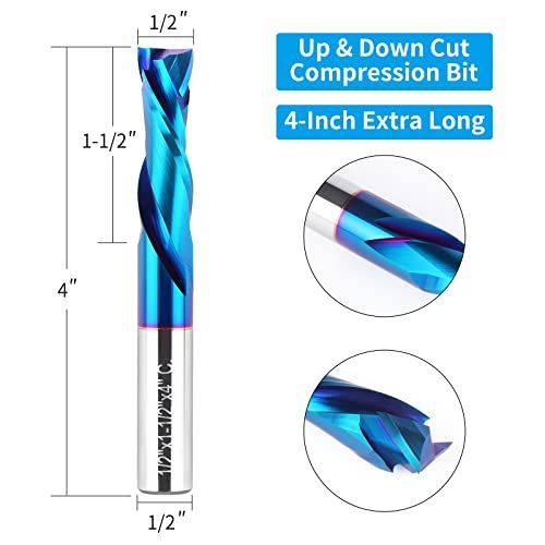 EANOSIC Spiral Router Bits Up Down Compression Bit 12 Inch C