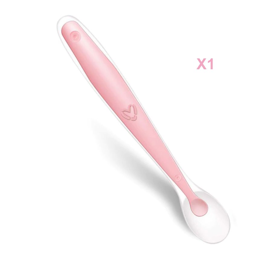Baby Silicone Soft Spoons Training Feeding 2pcs(pink/purple)
