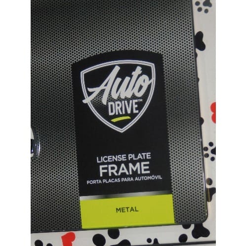 Auto Drive License Plate Frame - Pawprints Animal Hearts Design - 13.25 x 6"
