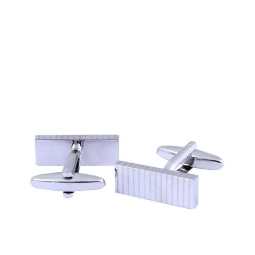 Rectangular Striped Cufflinks - Silver- MC-3993