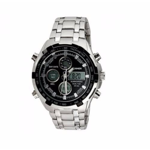 B205G Men's Round Dial Analog & Digital Watch - Black