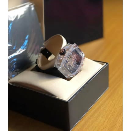 Transparent Rubber Strap Men's Wrist Watch