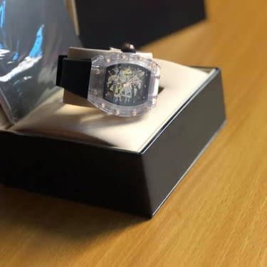 Transparent Rubber Strap Men's Wrist Watch