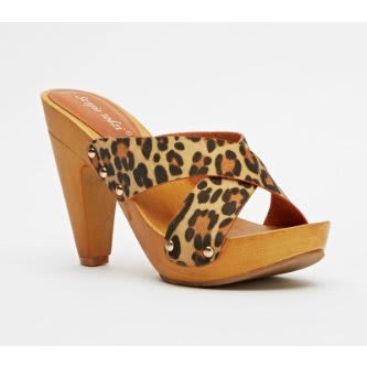 Wooden Leopard Print Clogs
