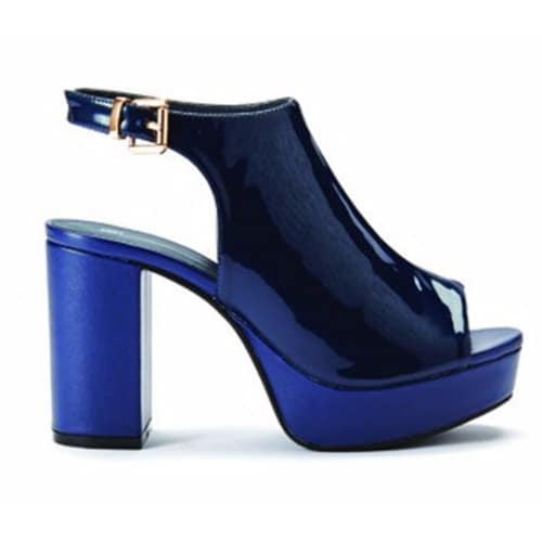 Women's Sling Back Peep Toe  Platform Heels -  Navy Blue