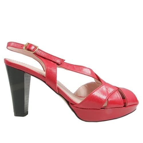 Bello Scarpa Red Sandals with Overlap Leather Design