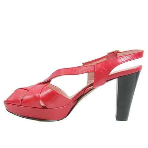 Bello Scarpa Red Sandals with Overlap Leather Design