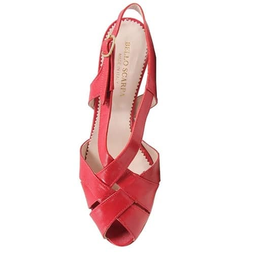Bello Scarpa Red Sandals with Overlap Leather Design
