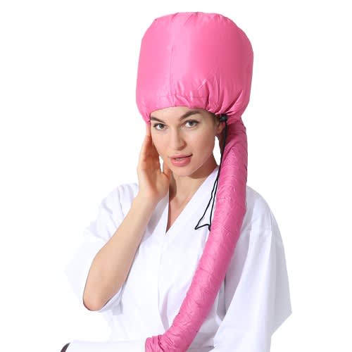 Drawstring Hair Heating Cap Hair Dryer Bonnet Attachment - Pink