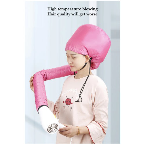 Drawstring Hair Heating Cap Hair Dryer Bonnet Attachment - Pink