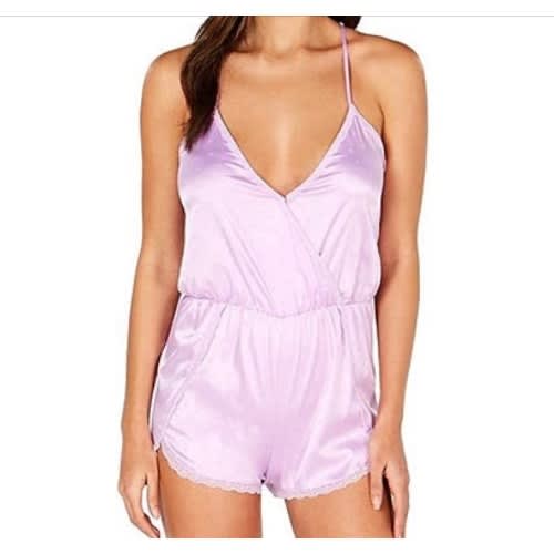 Satin Lace-trimmed Jacquard Pajama Romper - Ditsy Daisy
