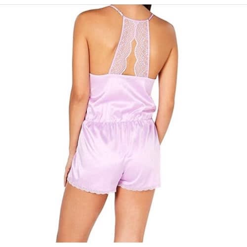 Satin Lace-trimmed Jacquard Pajama Romper - Ditsy Daisy