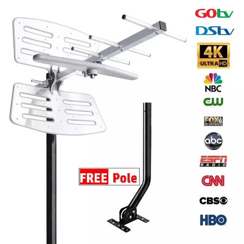 Multi Directional Long Range Hdtv, Dstv Gotv Tv Antenna With Pole