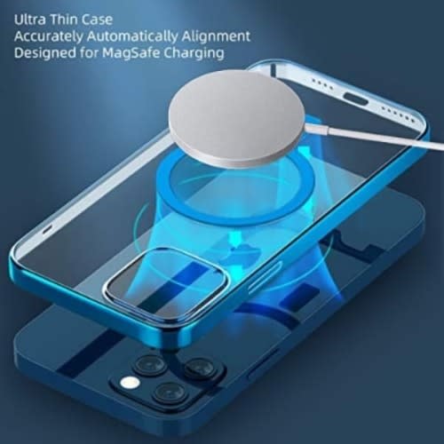 Magsafe Case For Iphone 12 Pro Max - Clear Ultra Slim Glitter With Design - Blue