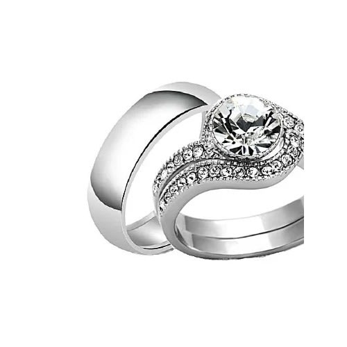 Spiral Non Fade Titanium Wedding Ring Set