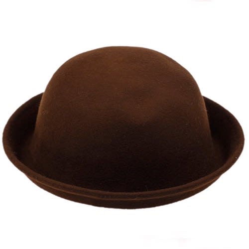 Roll-up Brim Derby Fedora Hats -Coffee Brown
