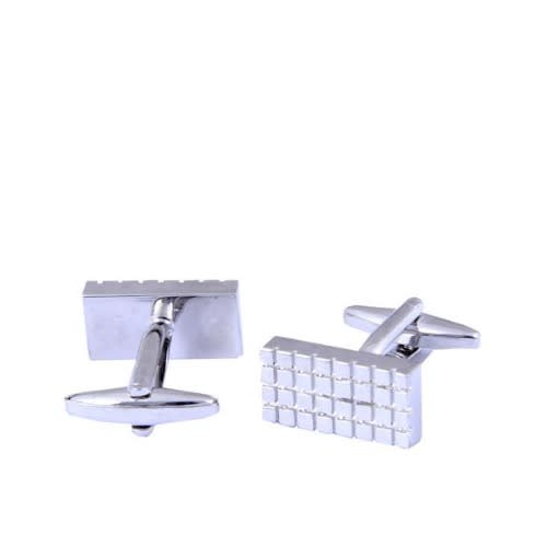 Tiny Check Cufflinks - Silver - MC-3984