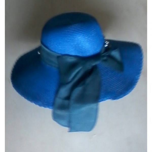 Blue Plain Straw Hat