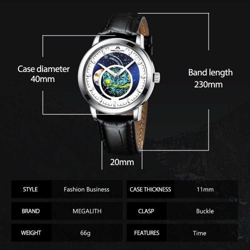 Men's Mechanical Waterproof Business Watch - Black
