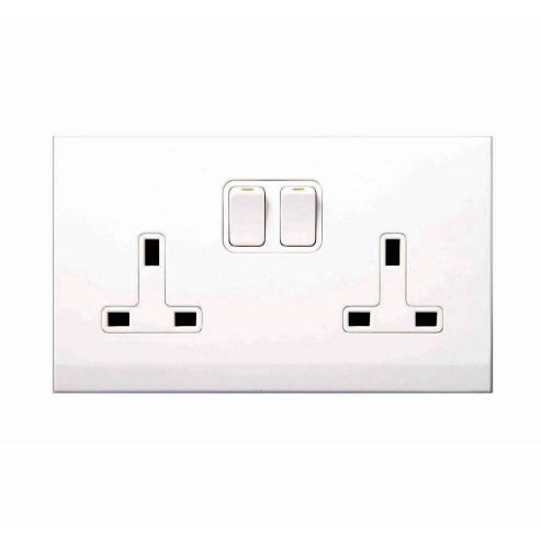 13a Double Wall Socket - 2 Pcs - White