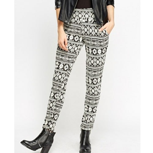 Revd'elle Aztec Mono Trousers - Black / Cream
